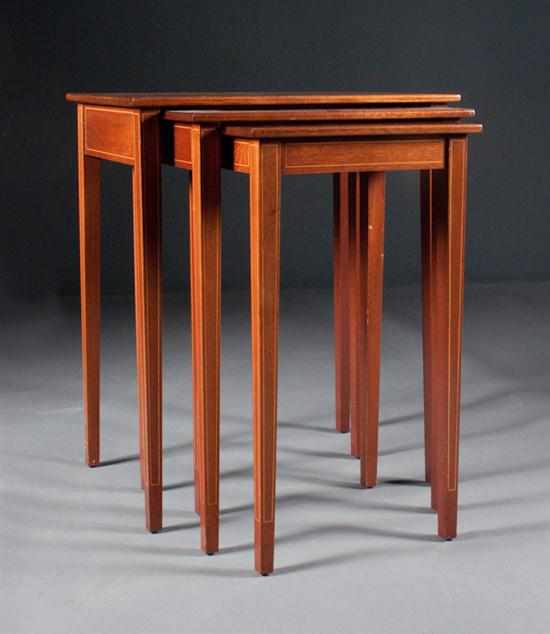 Appraisal: Biggs Federal style stringer inlaid mahogany nest of three tables