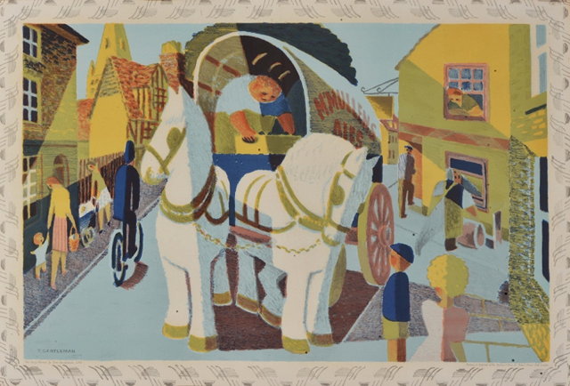 Appraisal: AFTER TOM GENTLEMAN'The Grey Horses' lithograph in colours printed in