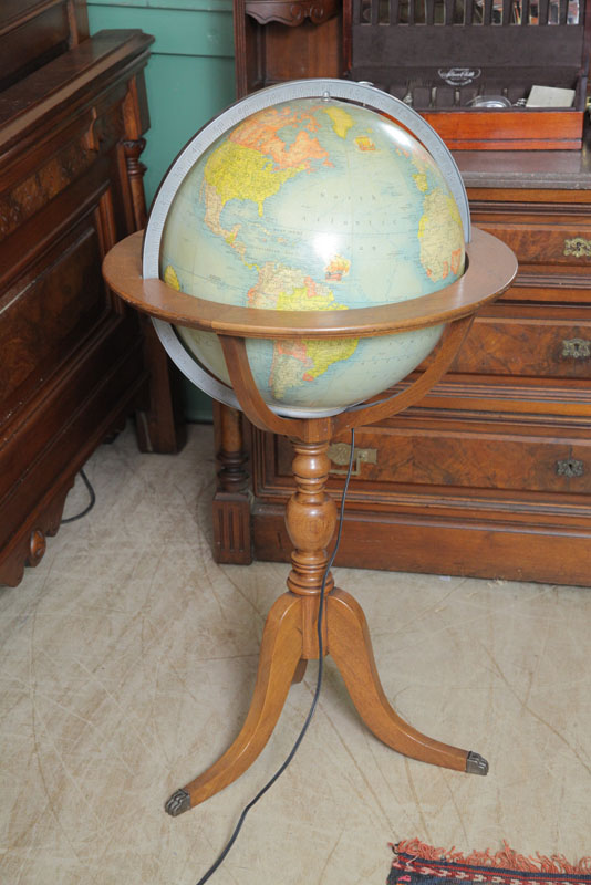 Appraisal: GLOBE ON STAND ''Rand McNally Indexed Terestial Art Globe'' Illuminated