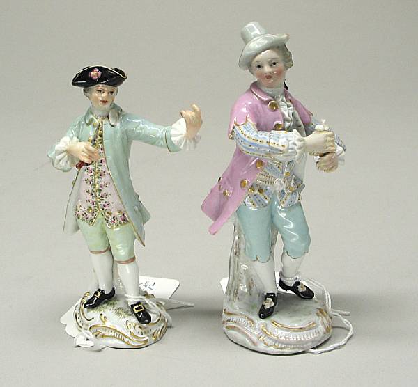 Appraisal: Two Meissen porcelain figures th century Each with underglaze blue