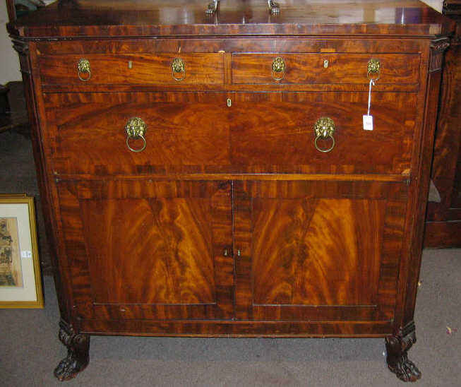 Appraisal: AMERICAN TH CENTURY MAHOGANY SIDEBOARD Rectangular top with canted corners