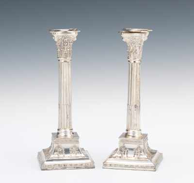 Appraisal: A Pair of Wilcox Georgian Style Silver Plated Candlesticks In