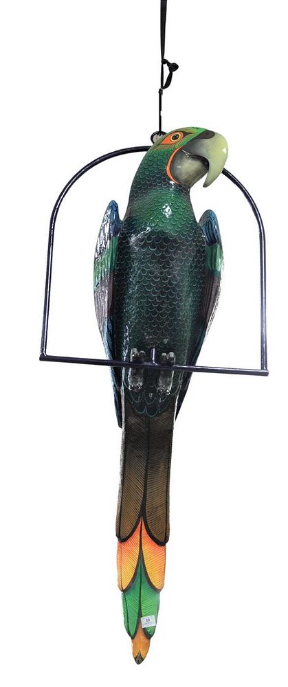 Appraisal: Sergio Bustamante Mexican b large parrot on a swing papier