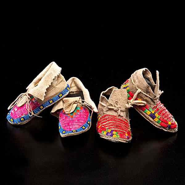 Appraisal: Sioux Child's Beaded and Quilled Moccasins lot of both thread