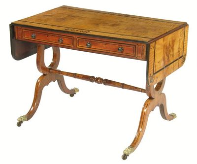 Appraisal: A th century maple sofa table with ebonised banding and