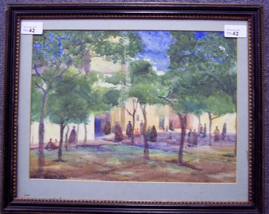 Appraisal: F B Isherwood Courtyard of Oranges signed and dated watercolour