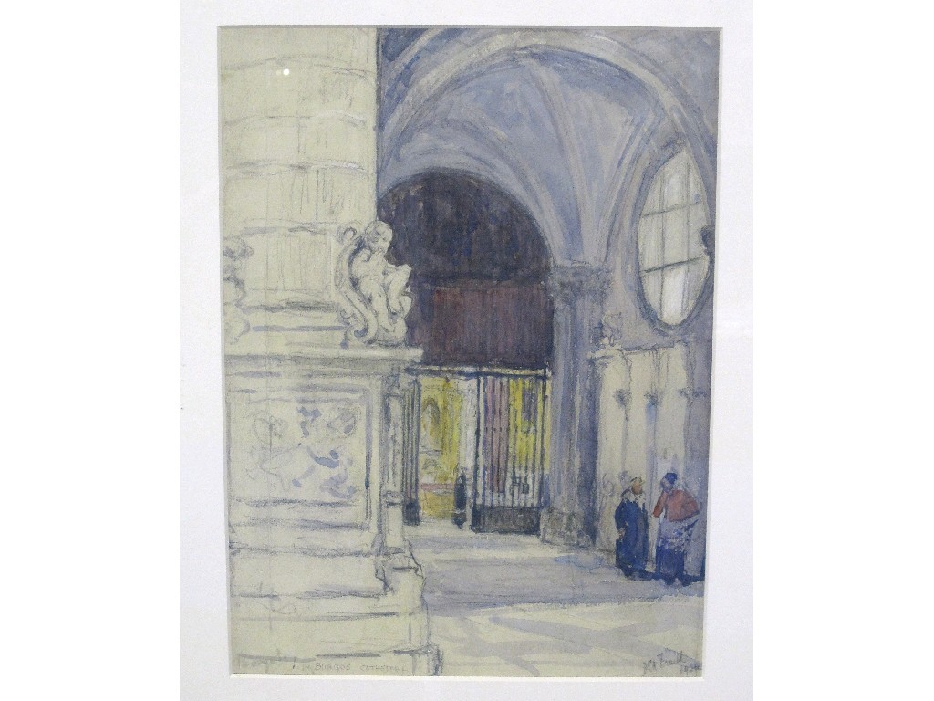 Appraisal: JESSIE CONSTANCE ALICIA TRAIL Watercolour 'In Burgos Cathedral Spain' signed