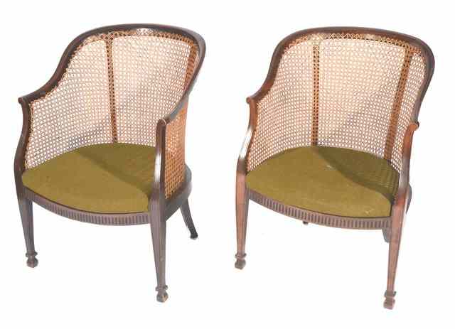 Appraisal: A PAIR OF EARLY TO MID TH CENTURY BERGERE CHAIRS