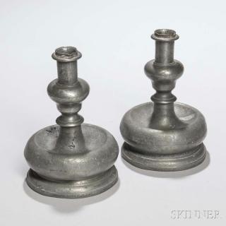 Appraisal: Pair of Continental Pewter Candlesticks th century ht in Estimate