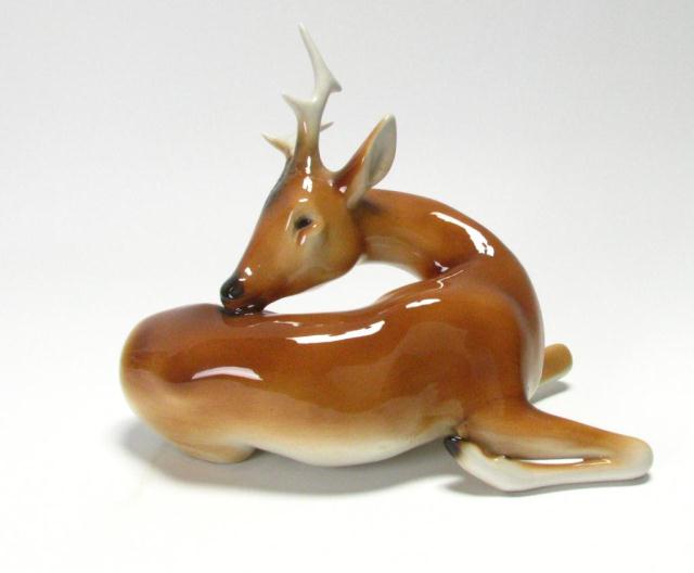 Appraisal: Royal Dux Porcelain Deer Figure '' high '' long has