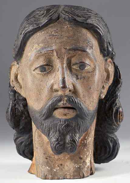 Appraisal: Statuette Head of Christ th century carved and painted black