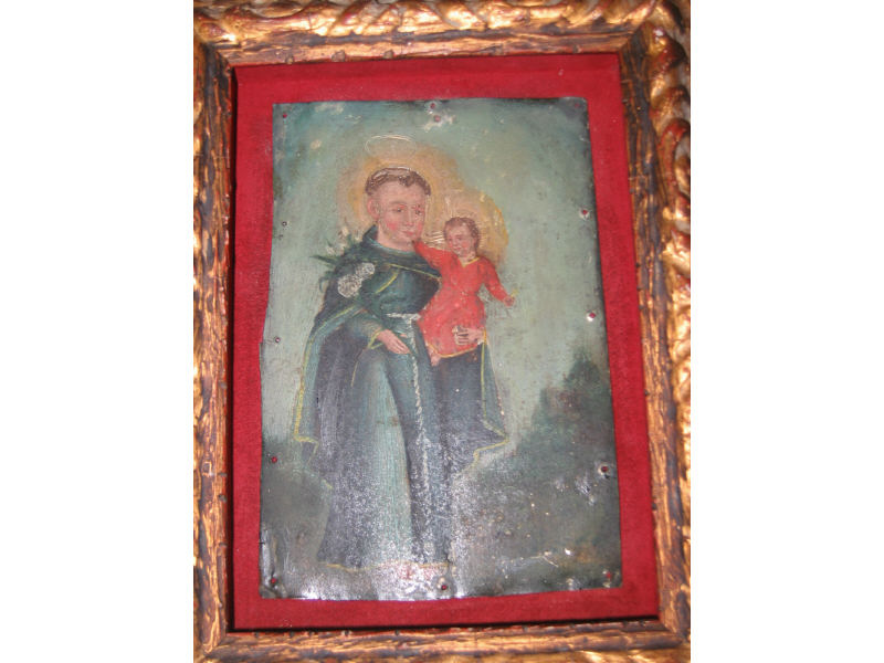 Appraisal: LATIN-AMERICAN SCHOOL TH CENTURY Religious retablo depicting Saint Francis oil