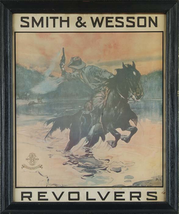 Appraisal: FRAMED ORIGINAL SMITH WESSON ADVERTISING POSTER Famous S W poster