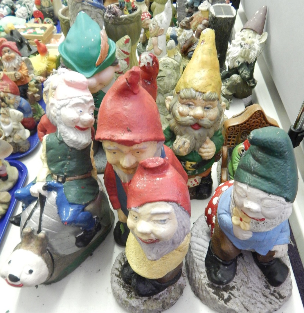 Appraisal: Various outdoor reconstituted and painted garden gnomes etc to include