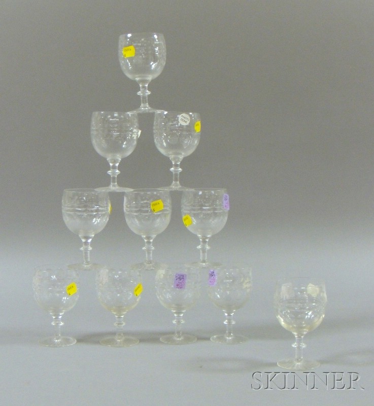 Appraisal: Set of Eleven English Colorless Cut Glass Goblets