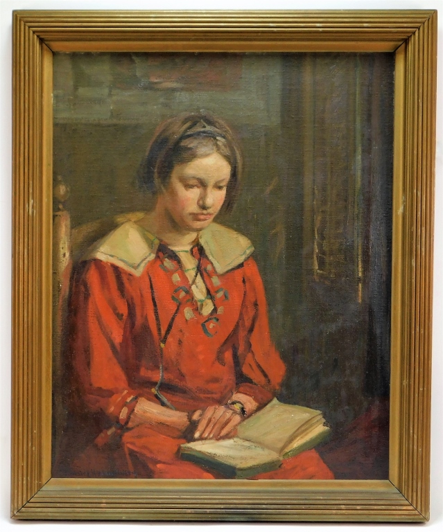 Appraisal: CHARLES H WOODBURY YOUNG WOMAN PORTRAIT PAINTING Maine Massachusetts -