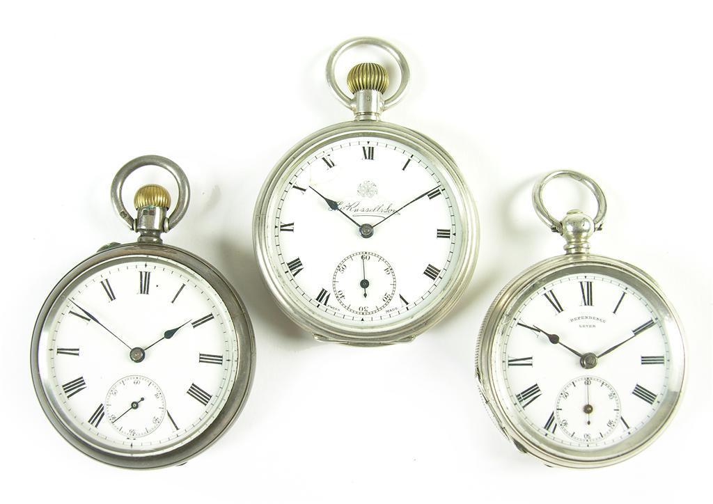 Appraisal: Three silver lever watches