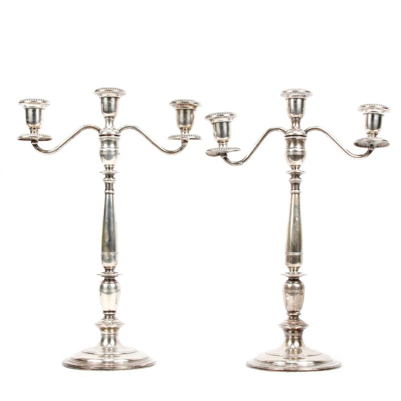 Appraisal: Pair of sterling silver Tiffany Co candlesticks Both marked on