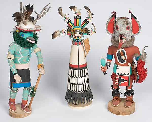 Appraisal: Hopi Katsinas lot of includes a deer dancer by Damon