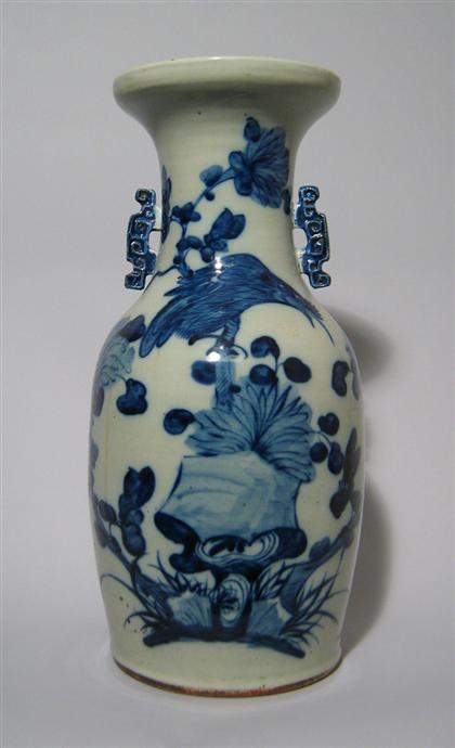 Appraisal: Blue underglaze celadon vase Of baluster form with floral decoration