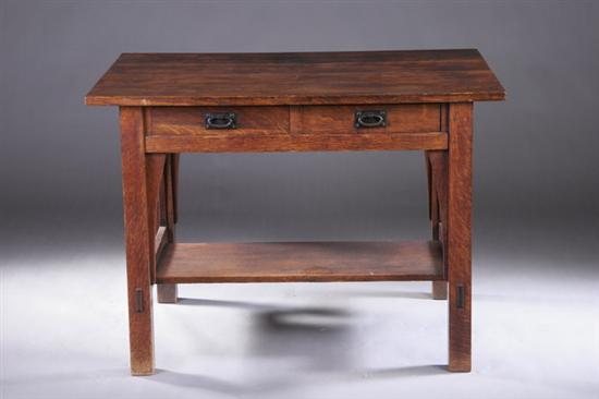 Appraisal: GUSTAV STICKLEY SIGNED QUARTER SAWN OAK LIBRARY TABLE early th