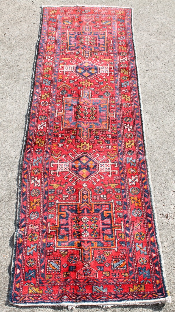 Appraisal: An Ardebil carpet runner in red and blue geometric pattern