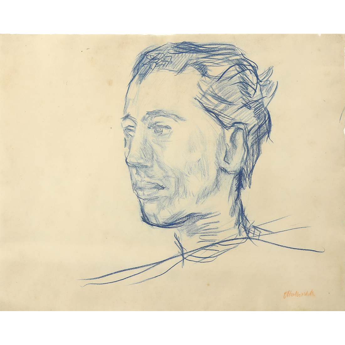 Appraisal: WORK ON PAPER OSKAR KOKOSCHKA Oskar Kokoschka Austrian - Portrait