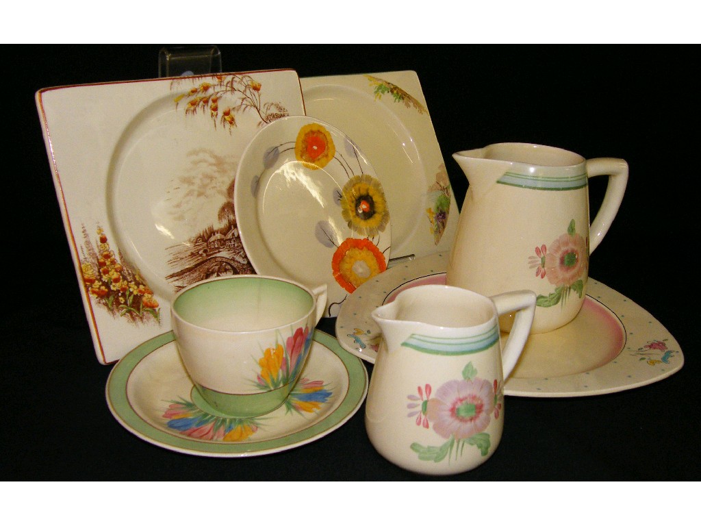 Appraisal: Mixed selection of Clarice Cliff tea ware including two 'Honeydew'