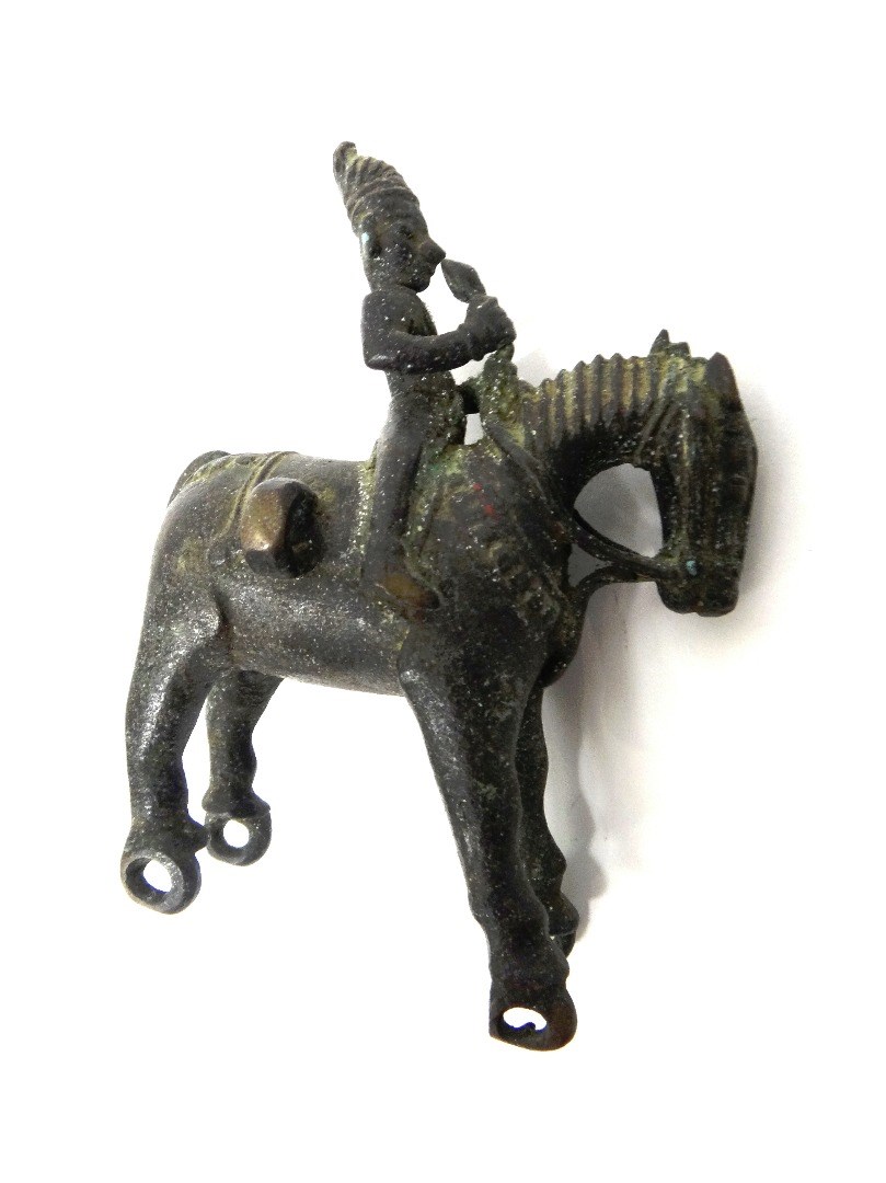 Appraisal: An Indian bronze toy figure of a horse and rider