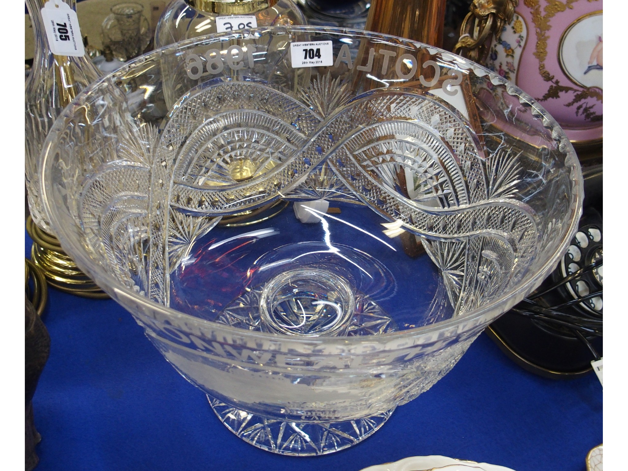 Appraisal: Large Edinburgh crystal bowl etched with Edinburgh Castle and commemorating