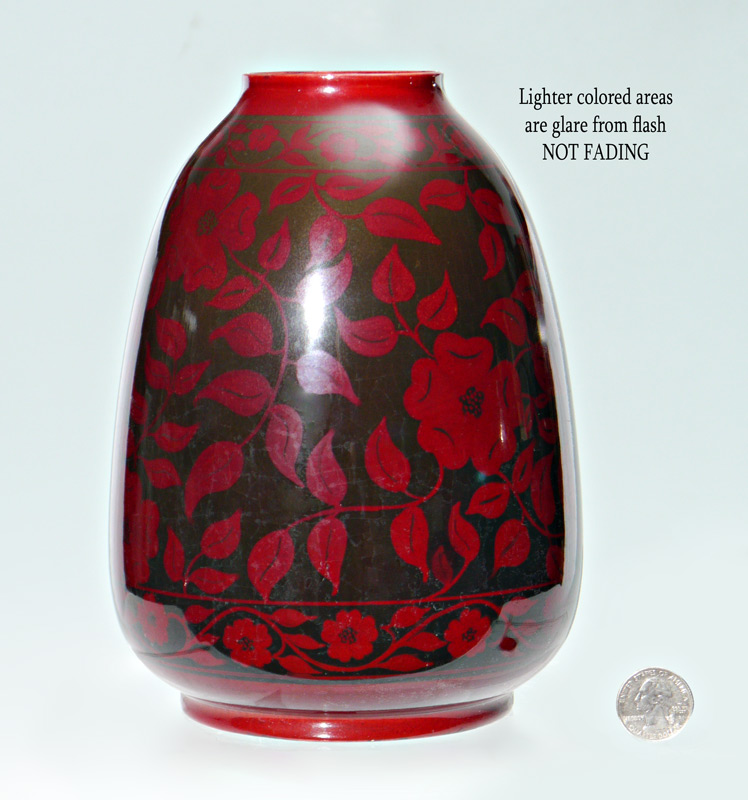 Appraisal: BERNARD MOORE FLAMBE VASE Floral motif with oxblood and black