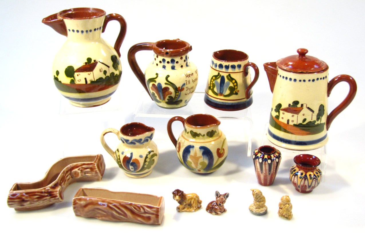 Appraisal: Various thC Torquay ware pottery to include puzzle jug cm