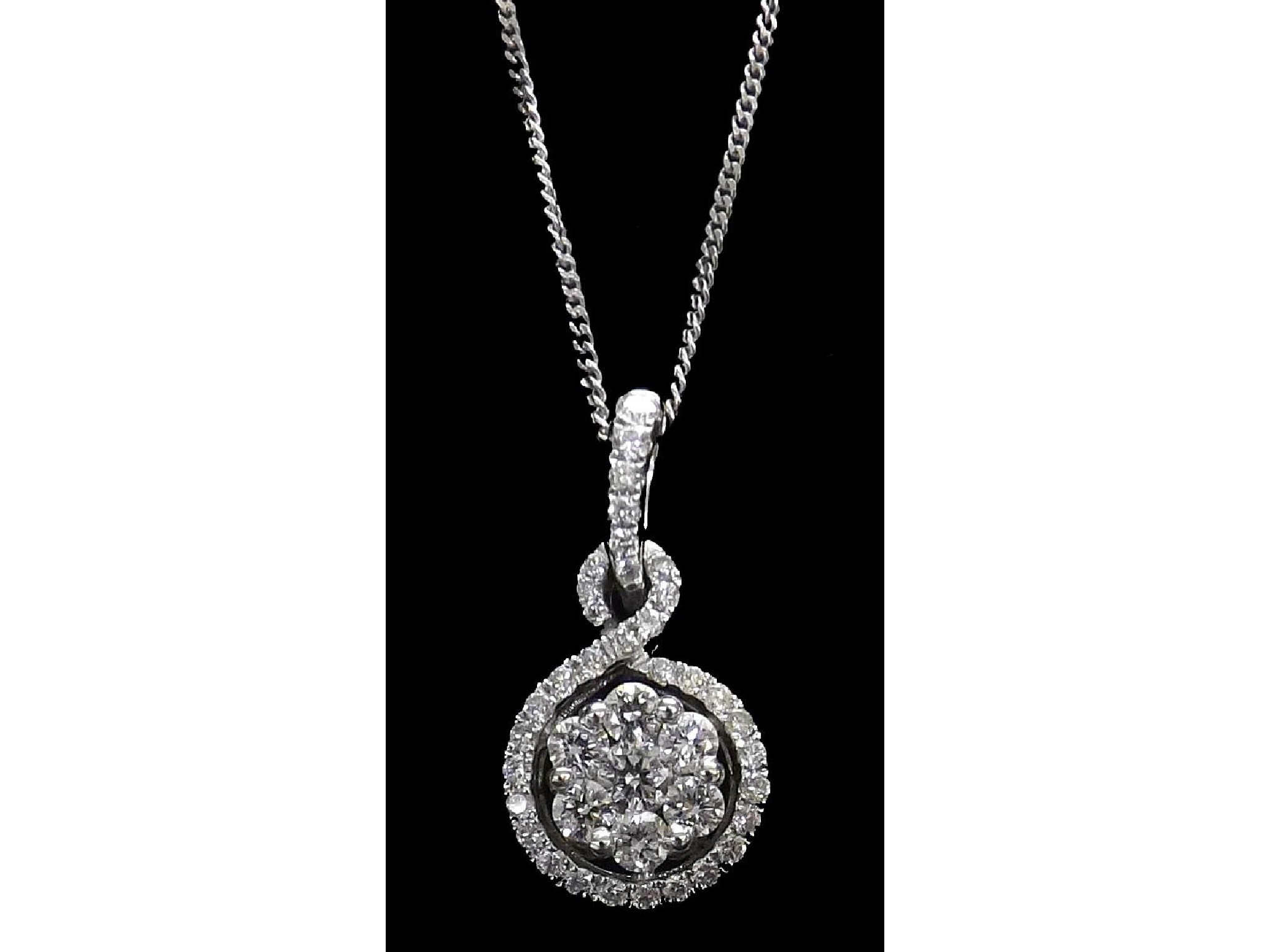 Appraisal: ct white gold diamond cluster pendant round brilliant-cut ct mm