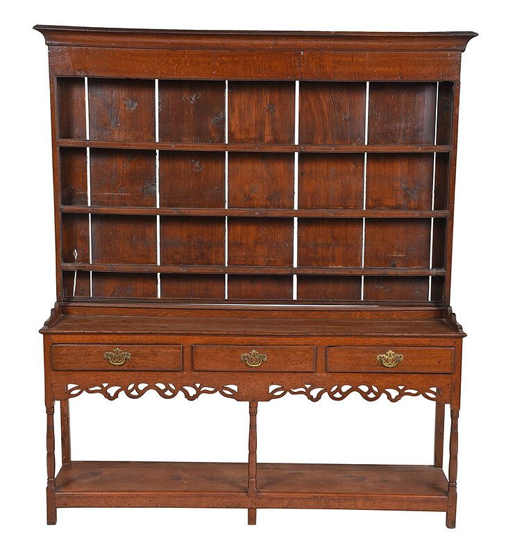 Appraisal: Welsh Oak Cupboard and Rack British th th century removable