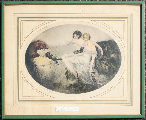 Appraisal: COTE FRENCH BOUDOIR PRINT ''FRENCH DOLLS'' '' x '' sight