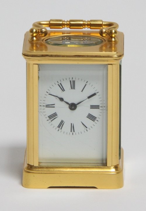 Appraisal: A gilt brass carriage clock striking on a gong cm