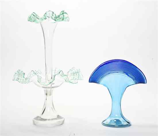 Appraisal: A Victorian Glass Epergne the trumpet form vase with ruffled