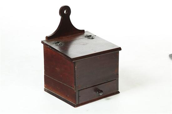 Appraisal: HANGING BOX American th century walnut and poplar Tall crest