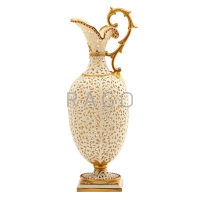 Appraisal: ENGLISH PORCELAIN RETICULATED AND JEWELED EWER Condition Report