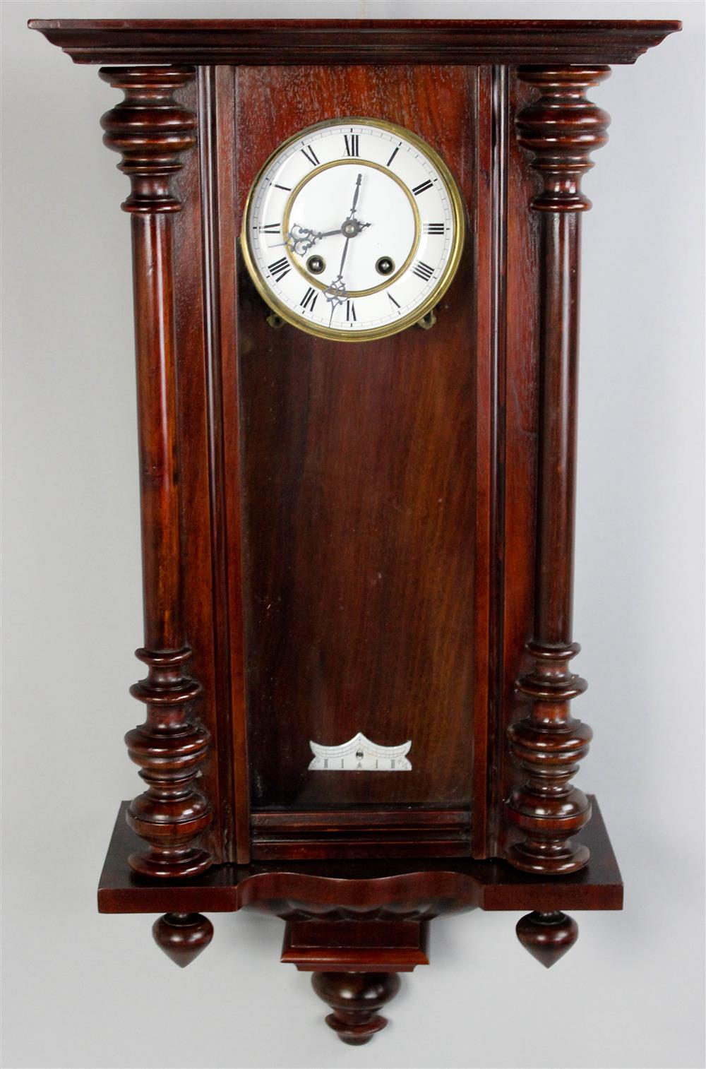 Appraisal: AUSTRIAN WALNUT WALL REGULATOR circa having a white enamel black