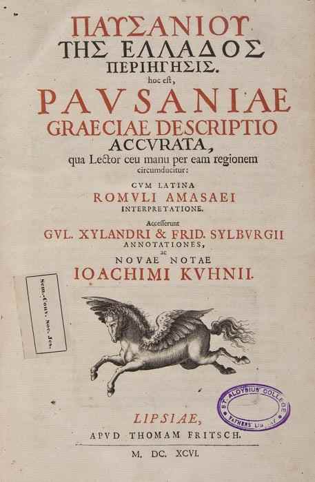 Appraisal: Pausanias Graeciae Descriptio Accurata half-title title in red and black