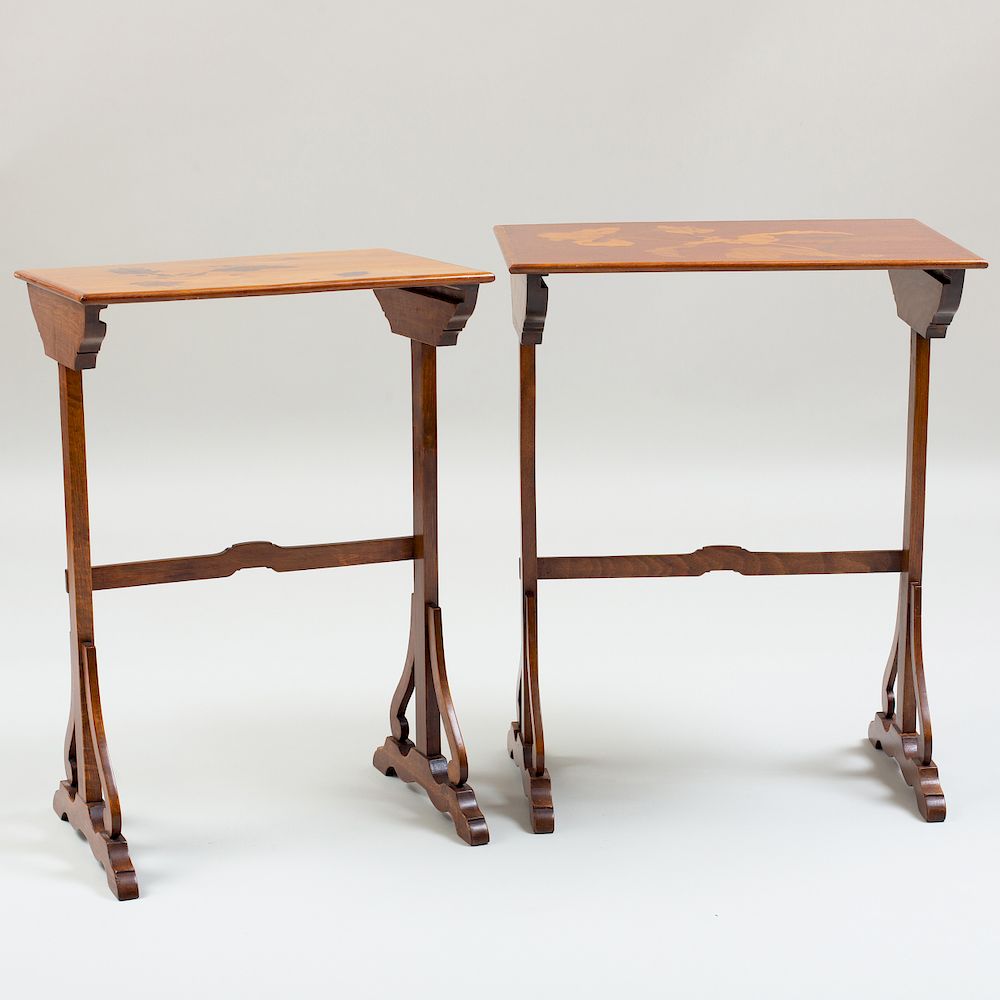 Appraisal: Two Gall Art Nouveau Marquetry Nesting Tables Signed in marquetry