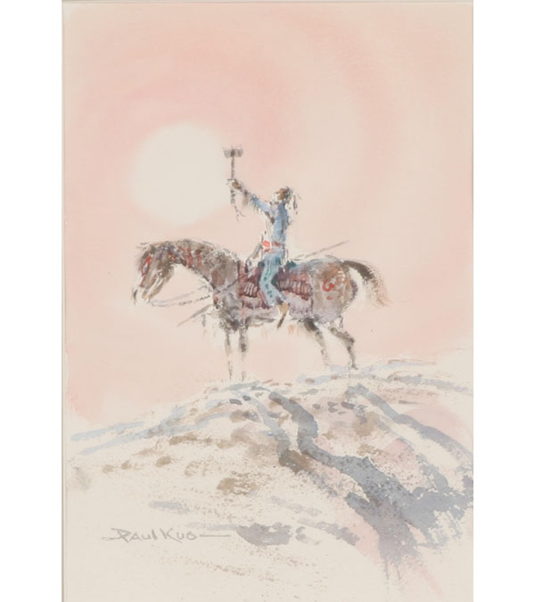 Appraisal: Paul Kuo Japanese - Native American figure on horseback x