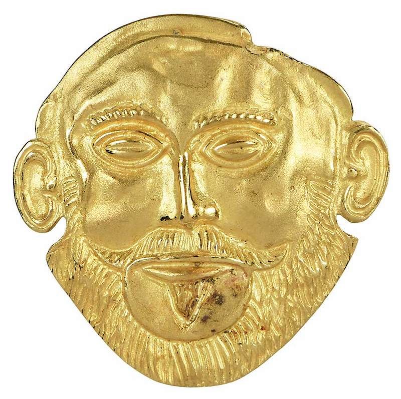 Appraisal: kt Brooch and pendant replica of Mycenaen funerary mask stamped