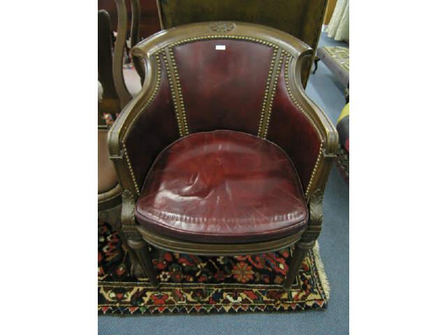 Appraisal: Leather Carved Wooden Chair red leather fine