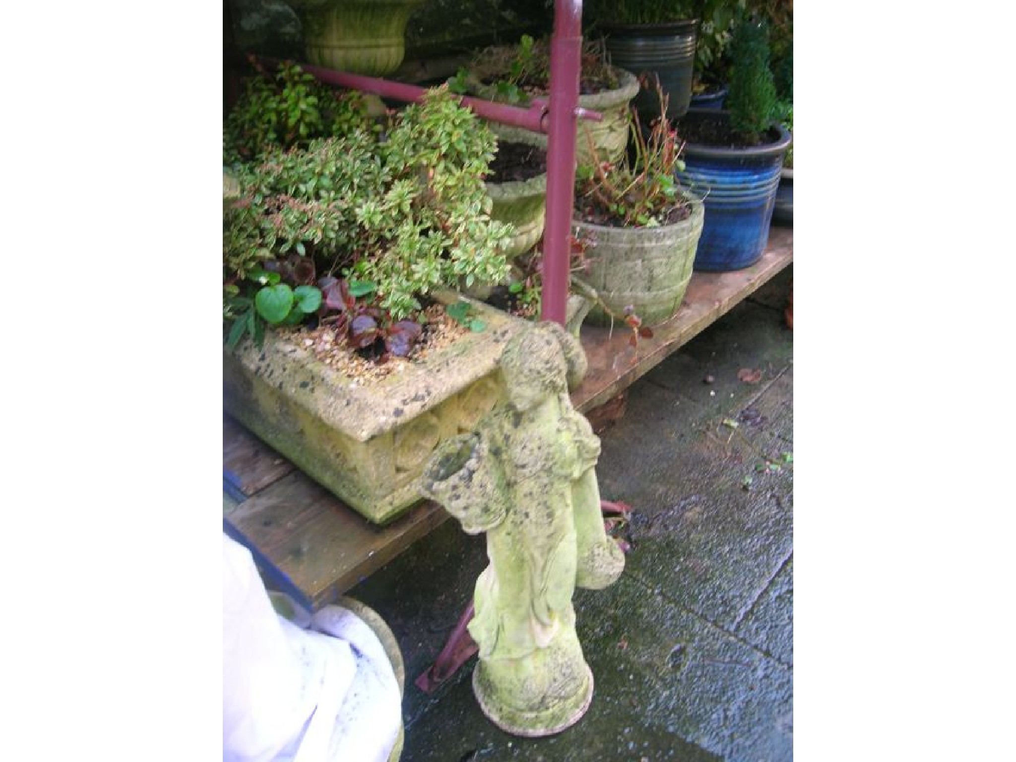 Appraisal: One lot of weathered cast composition stone garden planters of