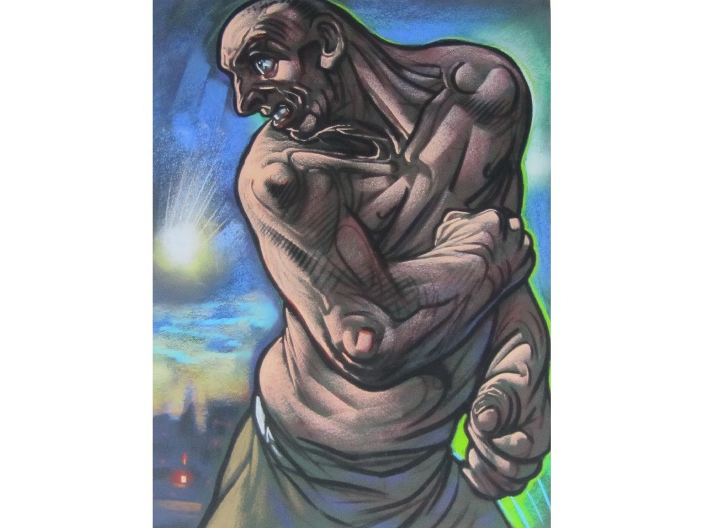 Appraisal: PETER HOWSON OBE b PUSSYCAT Pastel signed and dated x