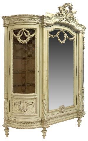 Appraisal: French painted armoire Louis XVI style having carved foliate detail