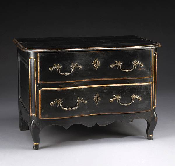 Appraisal: A Louis XV later japanned and parcel gilt commode mid