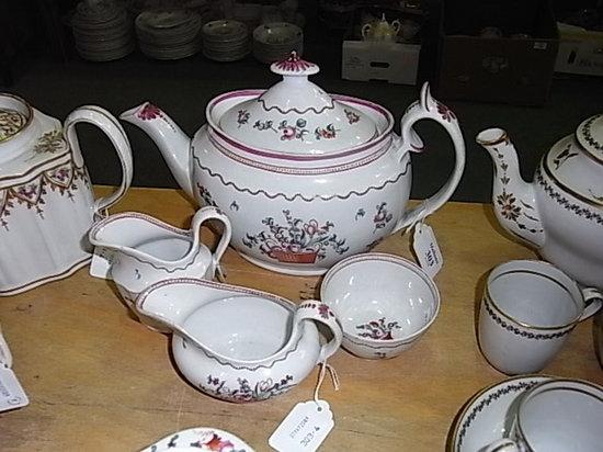 Appraisal: A NEW HALL PART TEA SERVICE pattern number decorated with